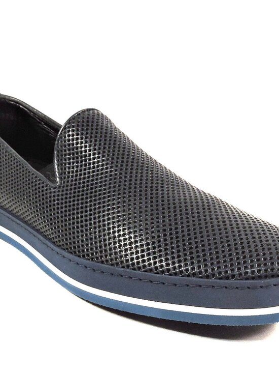 BALDININI ?? MEN\'S NAVY BLUE SOFT LEATHER COMFORT SUMMER FLAT LOAFERS main image 4
